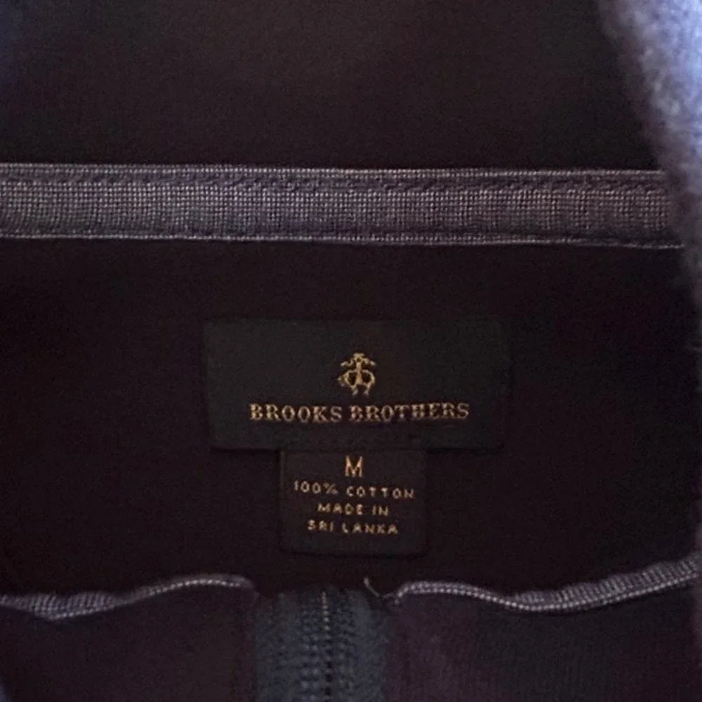 Brooks Brothers Quarter Zip Pullover Medium Navy Blue Quilted Cotton Preppy